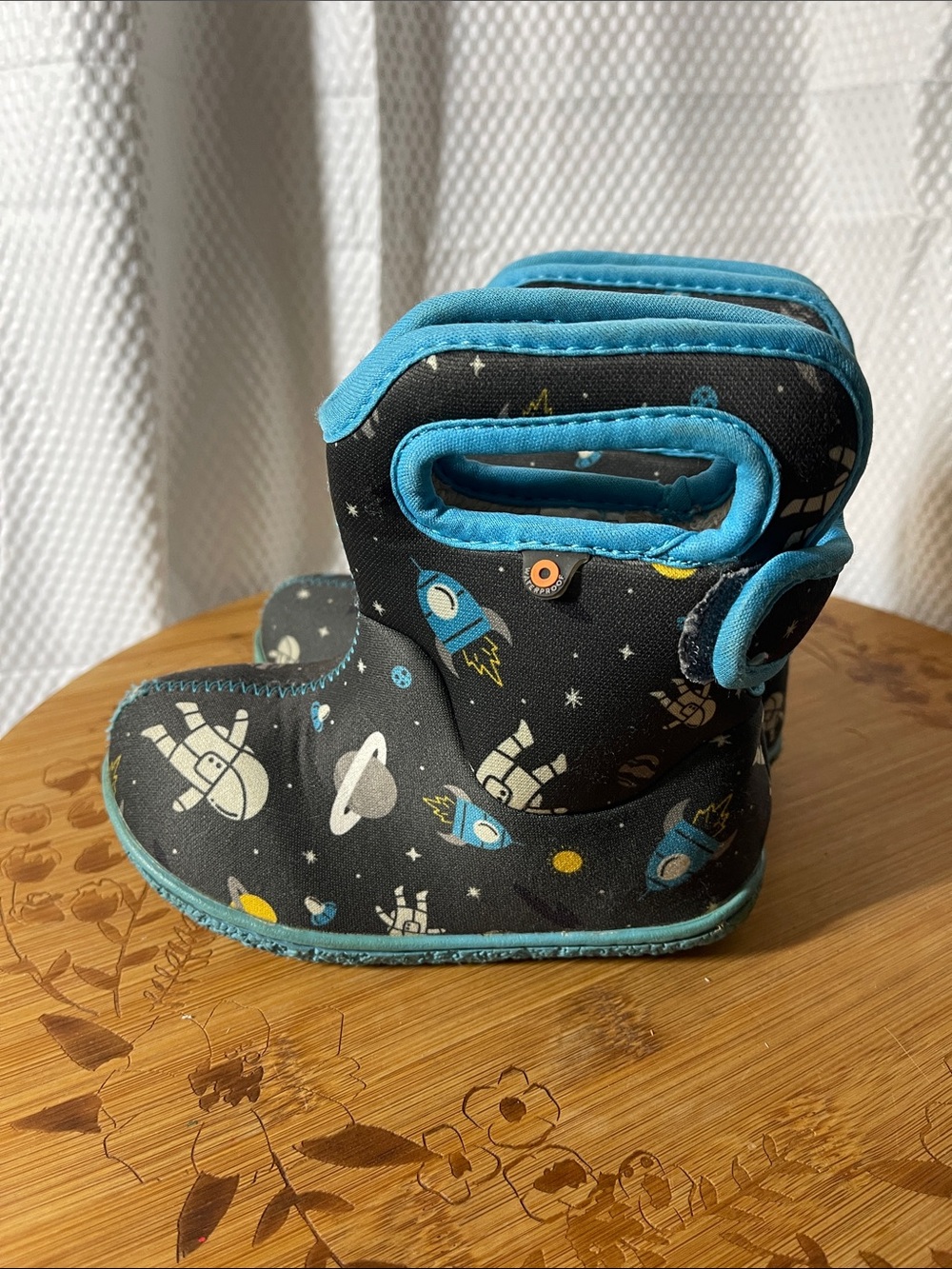Baby Bogs Kids Space Rocket Print Winter Boots - Black/Teal size 8 little kids